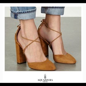 Never worn, brown suede aquazzura heels size 37.